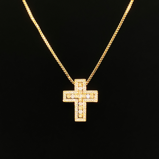 Luxe Cross Box Chain Necklace "Gold"