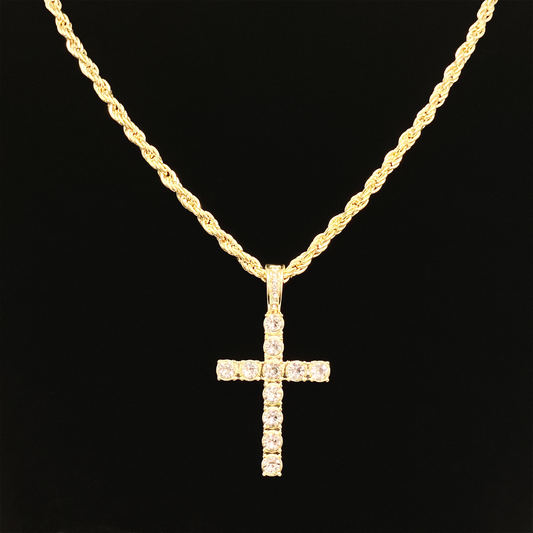 Luxe Cross Rope Chain Necklace "Gold"