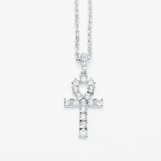 Luxe Ankh Rope Chain Necklace "Silver"
