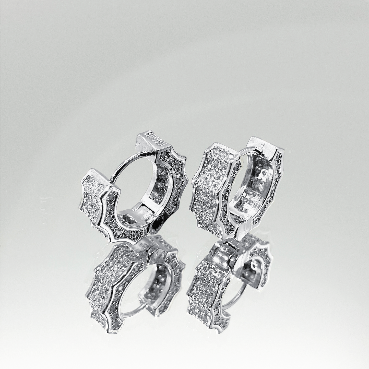Radiant Ice Pavé Earrings【Silver】