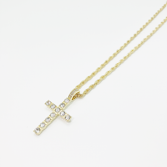 Luxe Cross Rope Chain Necklace "Gold"