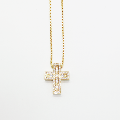 Luxe Cross Box Chain Necklace "Gold"