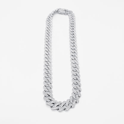 Icy Cuban Link Chain Necklace "Silver"