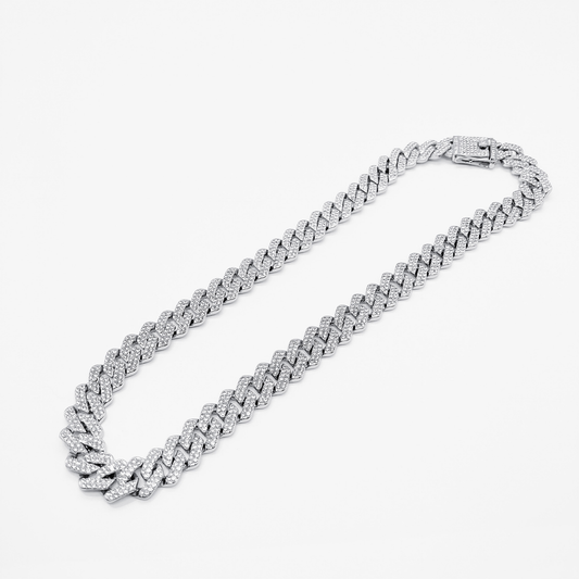 Icy Cuban Link Chain Necklace "Silver"