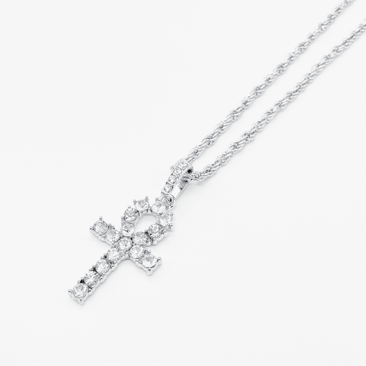 Luxe Ankh Rope Chain Necklace "Silver"