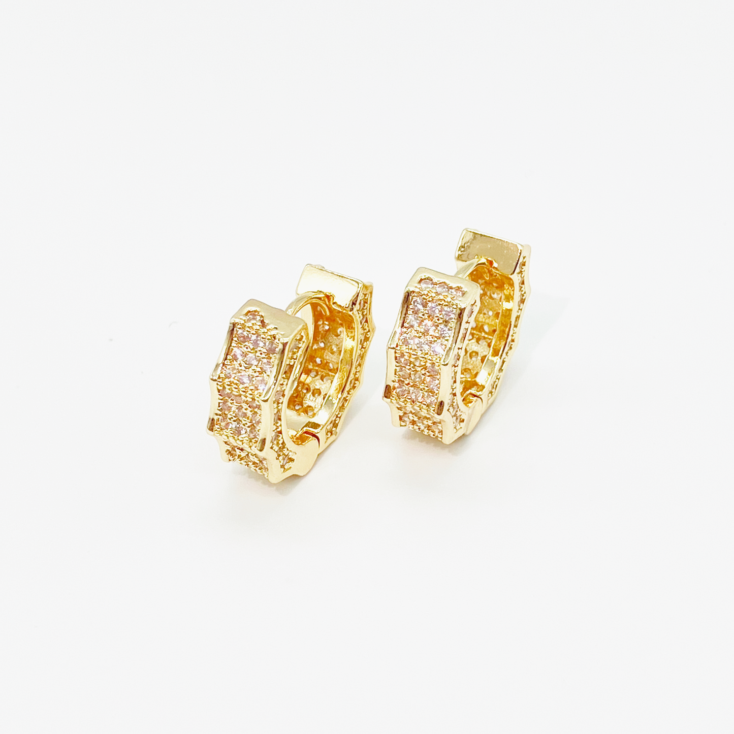 Radiant Ice Pavé Earrings【Gold】