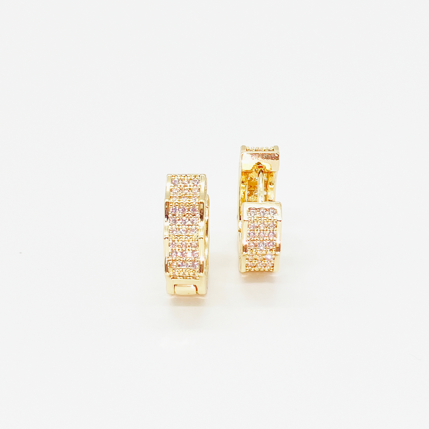 Radiant Ice Pavé Earrings【Gold】