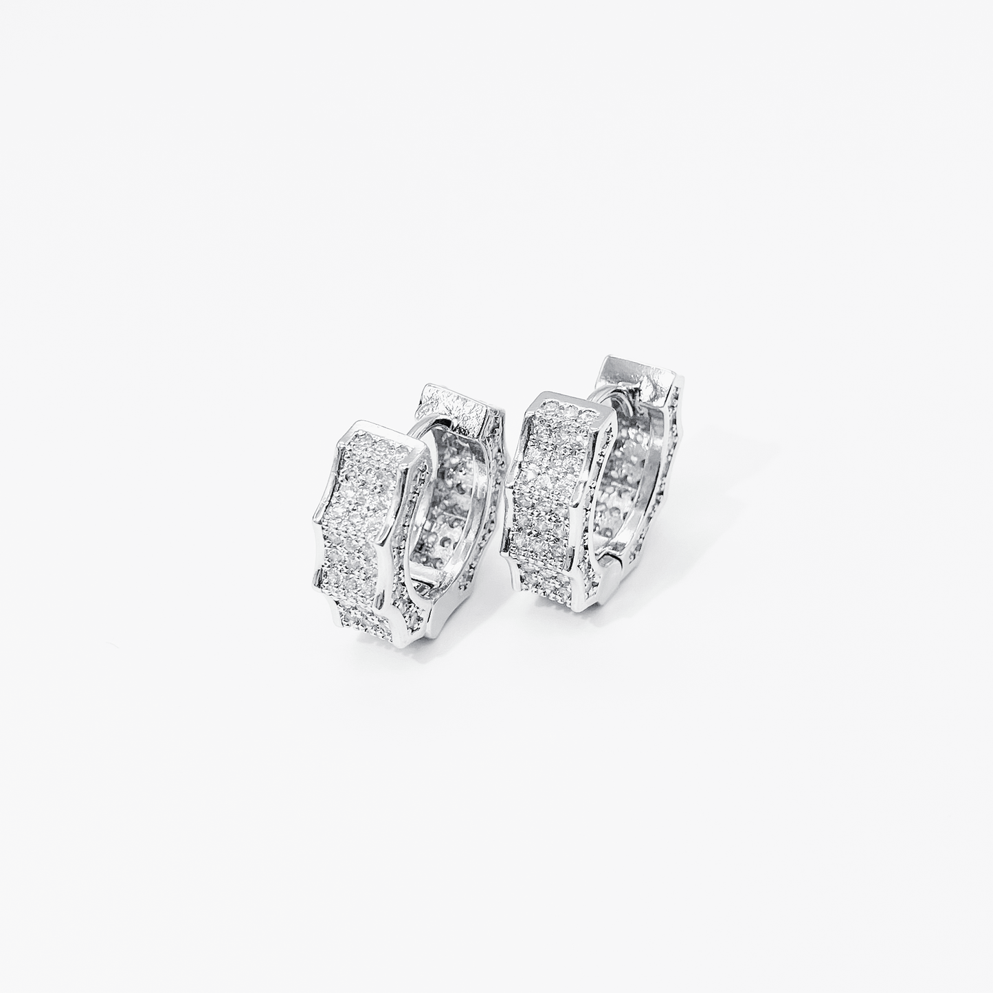 Radiant Ice Pavé Earrings【Silver】