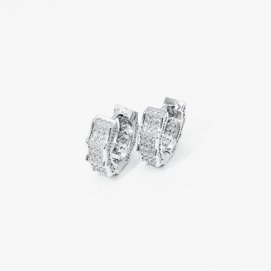 Radiant Ice Pavé Earrings【Silver】