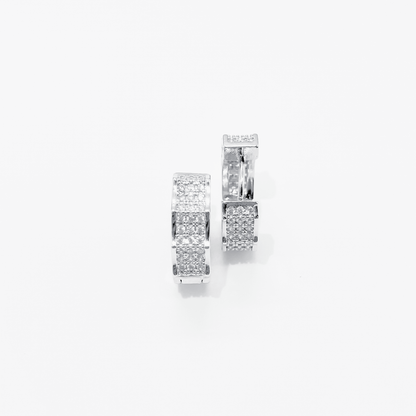 Radiant Ice Pavé Earrings【Silver】
