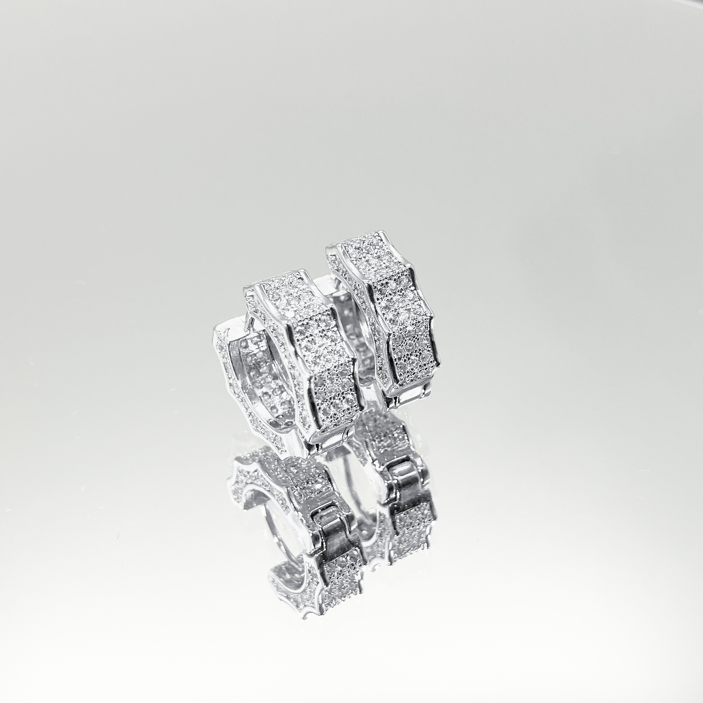 Radiant Ice Pavé Earrings【Silver】