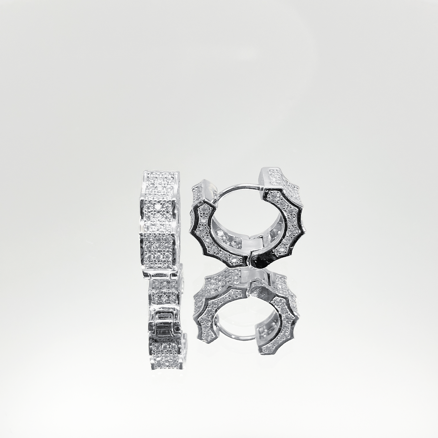 Radiant Ice Pavé Earrings【Silver】