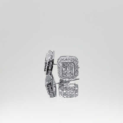 Luxe Square Pavé Earrings【Silver】