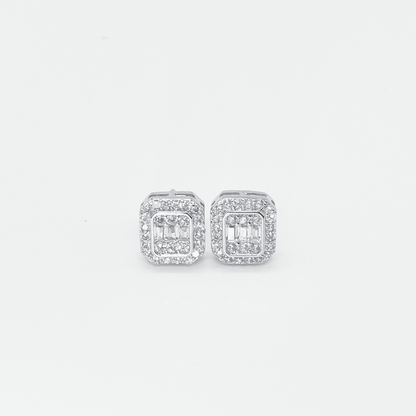 Luxe Square Pavé Earrings【Silver】