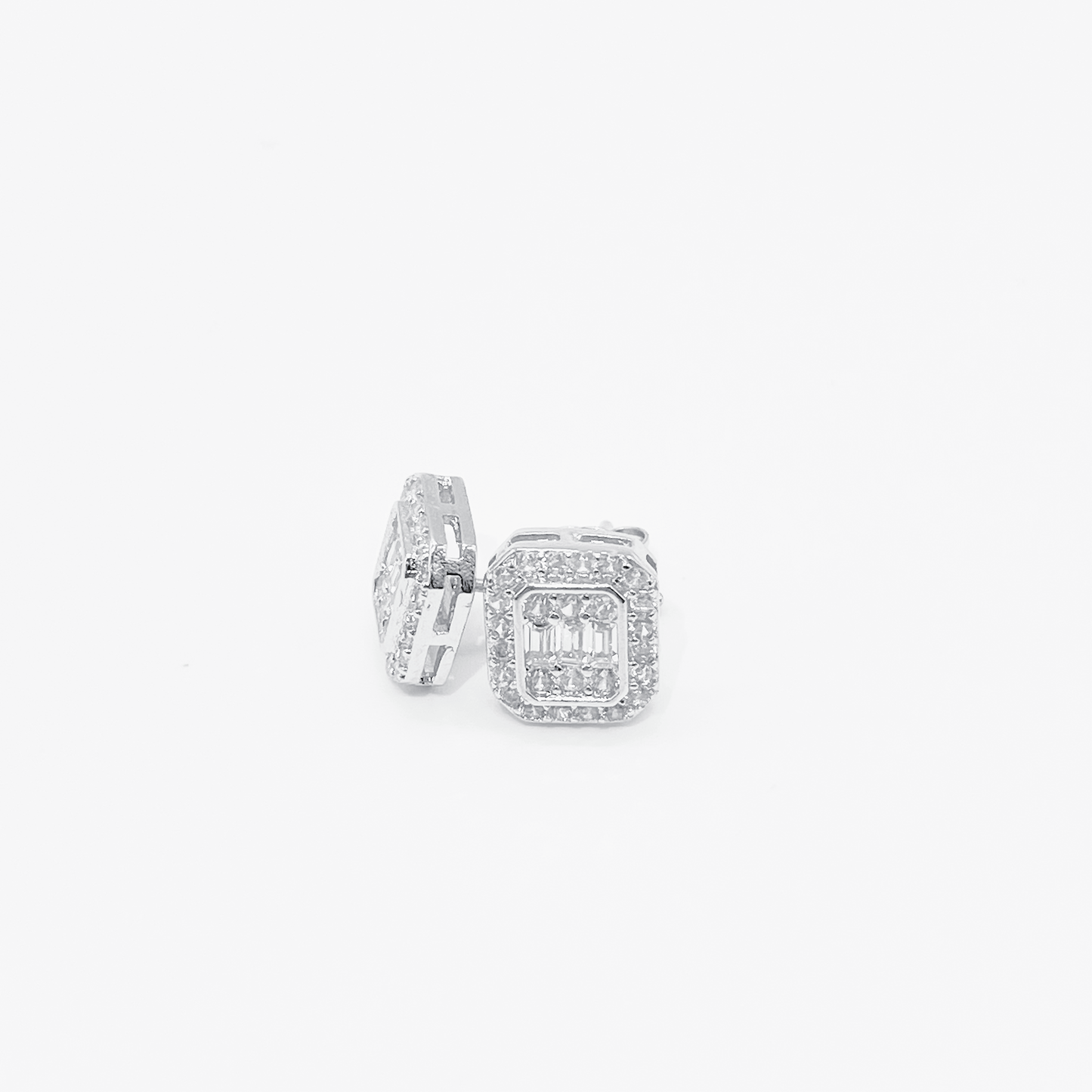 Luxe Square Pavé Earrings【Silver】