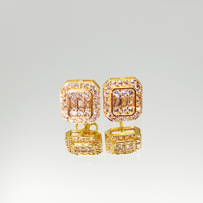 Luxe Square Pavé Earrings【Gold】