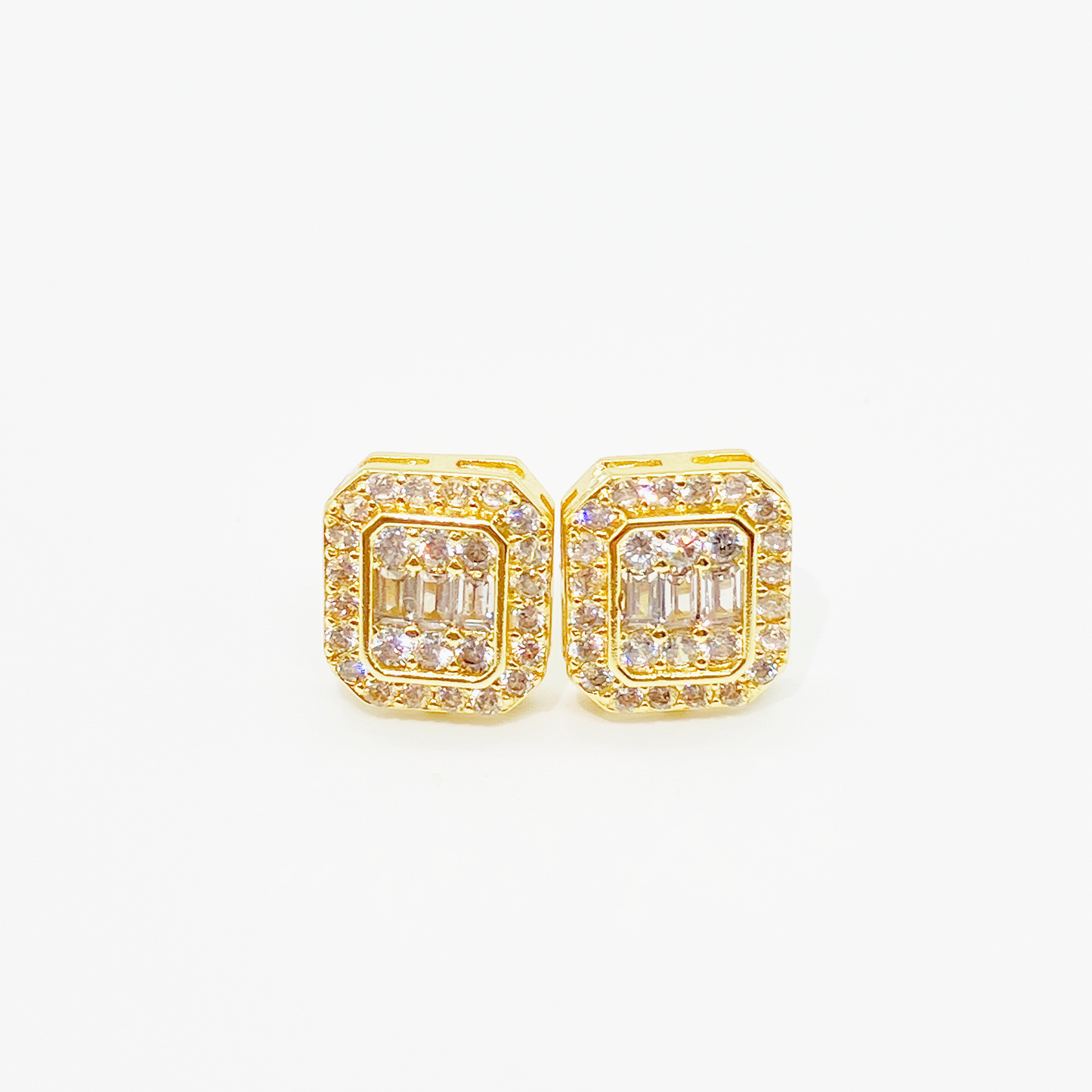 Luxe Square Pavé Earrings【Gold】