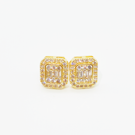 Luxe Square Pavé Earrings【Gold】