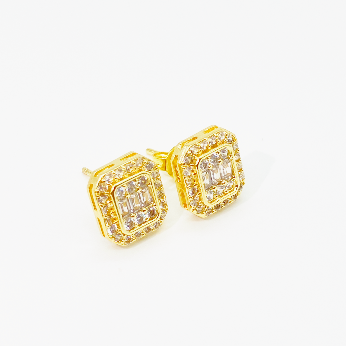 Luxe Square Pavé Earrings【Gold】