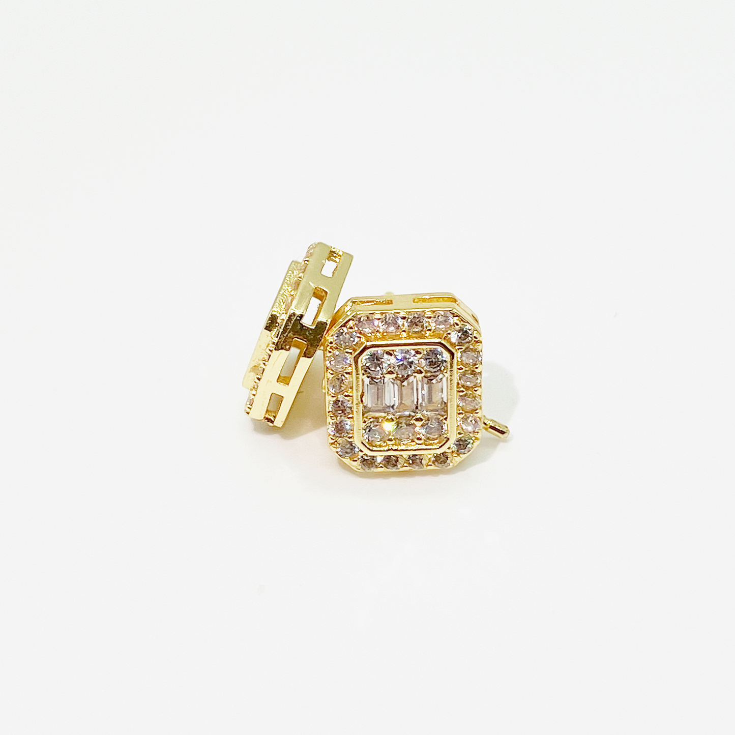 Luxe Square Pavé Earrings【Gold】